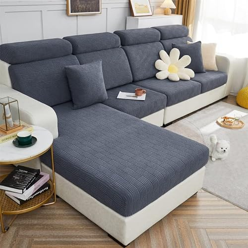 ele ELEOPTION Stretch Sofa Sitzkissenbezug,Upgraded Spandex rutschfest Sofasitzbezug,Sofabezug Couchbezug Sofa Überzug für Sofa Sitzkissen (Dunkelgrau,3 Sitzer für Länge 140-165CM)