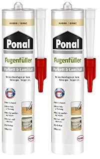 Ponal Parkett & Laminat Fugenfüller Ahorn, elastische Fugenmasse für Anschluss- und Dehnungsfugen, lösemittel-, wasser- und silikonfreie Dichtmasse, 2x280ml Kartusche