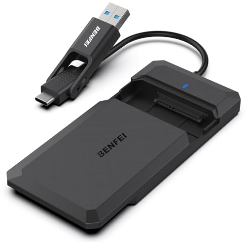 BENFEI Contenitore per Disco Rigido da 2,5 Pollici, USB Tipo-C/Tipo-A a Sata Compatibile per SSD da 2,5 Pollici (ottimizzato per SSD, Supporto UASP SATA III)