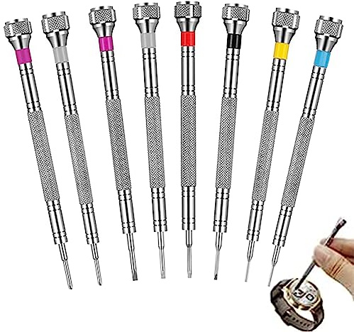 8 Pezzi Set Cacciaviti Precisione Piccoli Kit, Mini Cacciaviti a Lama Piatta, Giraviti Precisione Riparazione Di Orologi, Giraviti Precisione Per Riparazione Di Orologi e Riparazione Elettronica.