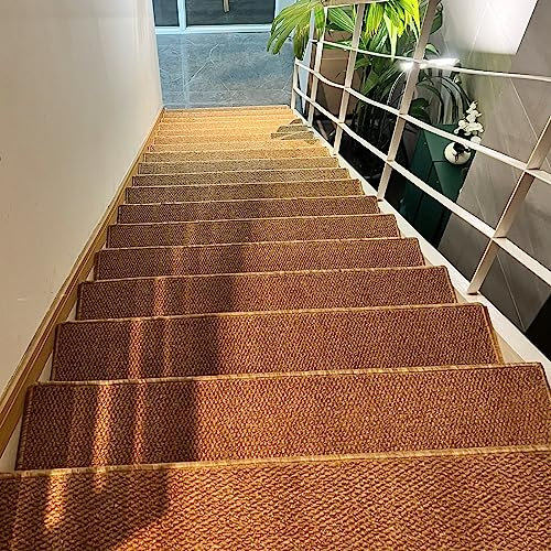 Tappeto Autoadesivi Antiscivolo per Scala Interna In Legno, Finto Sisal Tappeti Copri Gradini Facili da Installare, Tappetini Antiscivolo Moquette per Scale per La Casa, Bambini, Cani ( Size : 15pcs-7