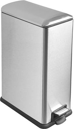 JM ·YIPENG Slim Kitchen Bin 45L, Black Trash Can with Soft Close Lid,Slim Pedal Bin with Removable Inner Bucket,Waste Bin (Silver)
