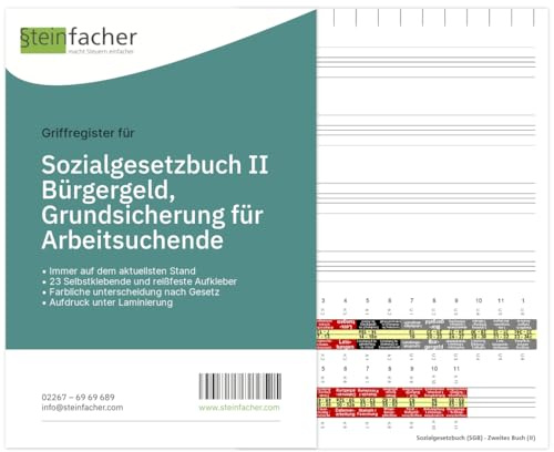 Steinfacher Griffregister für SOZIALGESETZBUCH (SGB) II – Bürgergeld, Grundsicherung für Arbeitsuchende (ohne Folien)