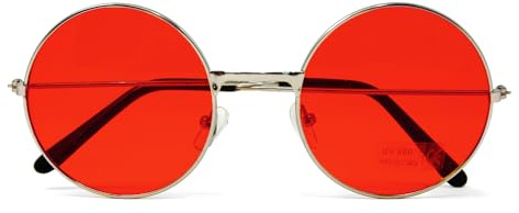 Oblique Unique® Hippie Brille Retro Sonnenbrille Rund für 60er 70er Jahre Party Flower Power Kostüm Accessoire Fasching Karneval Herren Damen