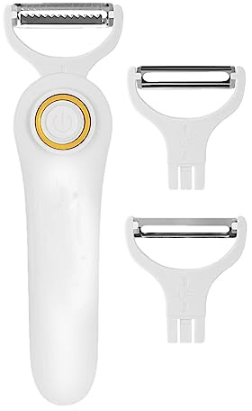 Pelador Eléctrico 3 En 1, Herramienta Peladora Eléctrica Multifuncional, Pelador Automático Con 3 Cabezales, Pelador Recargable, Pelador De Verduras Con Pilas Pro Set Pelador Eléctrico De Patatas Para