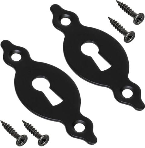 AERZETIX - C73729 - Paar von 2 Rosetten platten 67x27x1.5 mm für türschloss mit normalem schlüssel - vertikale montage - schlüssellochabdeckung - aus metall - rosette, beschlag, zylinder - mattschwarz