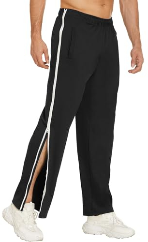 BeerMmay Breite Jogginghose Herren mit Seitlichem Reissverschluss Breite Sporthose Reha Hose Herren Seitlich Zu öffnen Abreißhose Freizeithose Locker Lässig Trainingshose mit Tasche