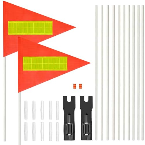 HuaMuDM 360cm Kinder fahrradfahne,2-Set Fahrradfahne | Fahrrad Wimpel Fahne,Warnschild,Sicherheitswimpel,Verstellbare,Fahrradanhänger Fahne Wimpel,Sicherheitswimpel Kinderfahrrad