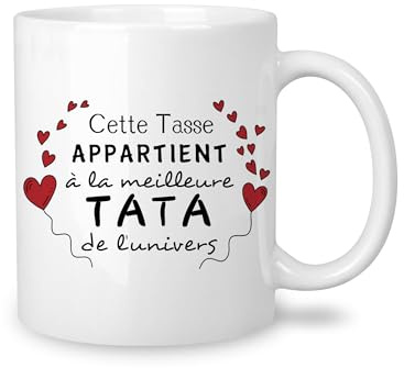 Yufansd Tasse Mug - Le Meilleure Tata de L'univers - Cadeaux Originaux pour Tante - Idée Anniversaire, Fête des Mères, Noël - Céramique 350 ml