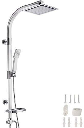 TecTake® Sistema Doccia a Pioggia con Doccetta Manuale, Soffione a Pioggia con 100 Ugelli, Tecnologia Anti-Calcare, Look Cromato, Montaggio Facile, Dimensioni 49x20x110 cm