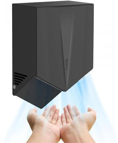 Asciugamani a parete, asciugamani elettrico da 1500 W, asciugamani ad alta velocità commerciale, asciugatura in 6-10 secondi, asciugamani da bagno a induzione completamente automatico, per cucina(Blac