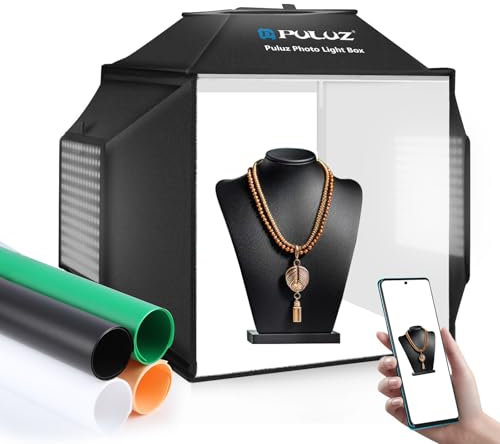 PULUZ 40 cm, scatola fotografica, Softbox per studio fotografico, tenda luminosa, 5500 K, kit di illuminazione fotografica, con 4 colori sfondi