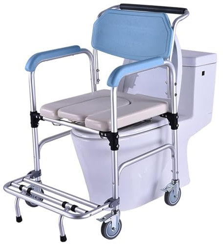 vanenferse Sedia da Toilette a Rotelle per Doccia, Sedia a Rotelle con Secchio Rimovibile, Sedia Comoda Mobile per Comodino per Anziani, Ausili per Mobilità E Vita Quotidiana, capacità di Peso 150 kg