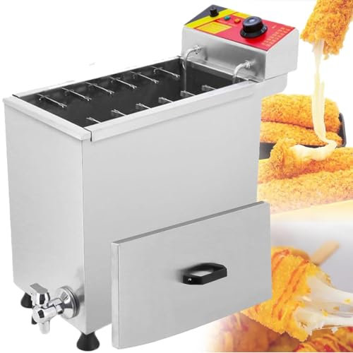Freidora de palitos de queso automática grande de 25 L, freidora eléctrica para aperitivos, bar, cantina, hogar, 12 piezas se pueden freír a la vez, temperatura ajustable
