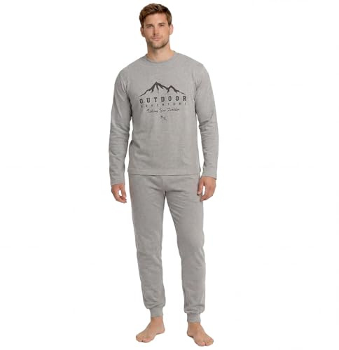 KLP4 pyjamas herr vinter pyjamas herr vinterpyjamas herr pyjamas herr pyjamas bomull pyjamas herr lång, Ljusgrå, L