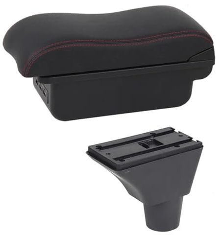 MObyat Caja Almacenamiento Coche Caja De Reposabrazos para Coche, Contenido De Tienda Central, Decoración De Estilo con Portavasos, Accesorios USB para Ibiza 6j 6L(C Red Line 2)