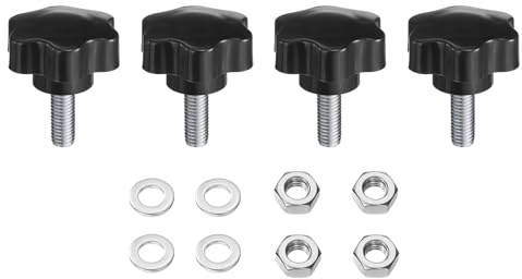 QUARKZMAN 4 Stück Sterngriffschraube M10 x 25mm mit Muttern Unterlegscheiben, Sterngriff Rändelschraube Verzinkter Kohlenstoffstahl 48mm Sterngriffmutter Klemmhebel für Maschinen Gerät
