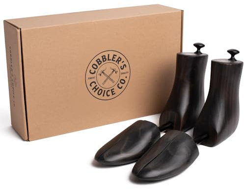 Cobbler's Choice Co. Finest Quality Men’s Boot Tree – Varnished Natural Wood, Timeless Design, Signature Finish, Black, Black, Large / Men's 10 - 11.5