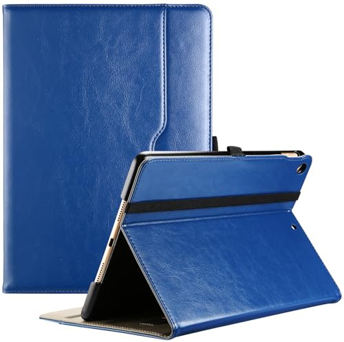 ProCase Étui PU Cuir pour iPad 10.2, iPad 9ème Génération 2021, iPad 8ème Génération 2020, iPad 7ème Génération 2019, Étui Portefeuille -Marine