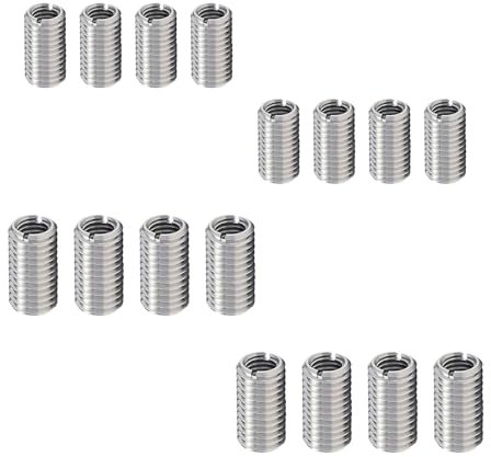 YFaith 16 Pcs Stainless Steel Threaded Insert M8 to M10 and M6 to M8 Self-Tapping Threadeds Sleeve, Silver 15 mm Threaded Nuts Conversion Kit, Suitable for Moulds, Mechanical Devices