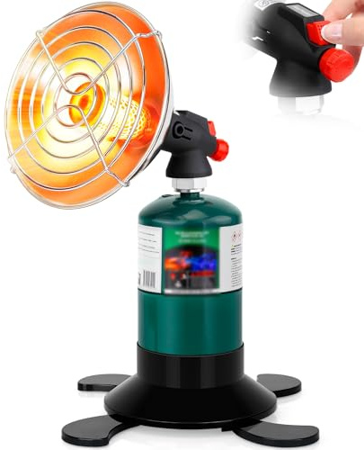 Portable Propane Heater for Camping, Outdoor Space Tent Heater, Cordless Patio Heaters with Electric Igniter, Control Valve, Foldable Gas Tank Holder, Ideal Garage Hiking Ice Fishing Hunting Buddy