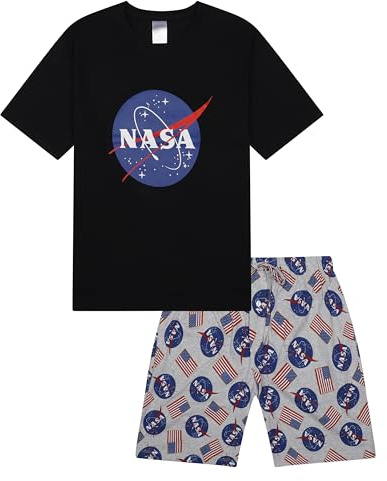 Mens Short Pyjama Set Space Explorer PJ Sets Sleep Lounge Wear S to XL New (NSA PJ - L)