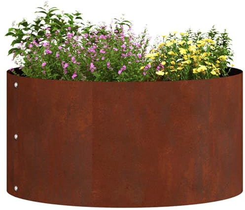 vidaXL Pflanzenring 5 pcs Braun 40 x 40 x 20 cm Wetterfeststahl, Moderner runder Metall-Pflanzer, skulpturaler Gartendekor, langlebiger Außenstahl Pflanzenrahmen, minimalistisches Designelement