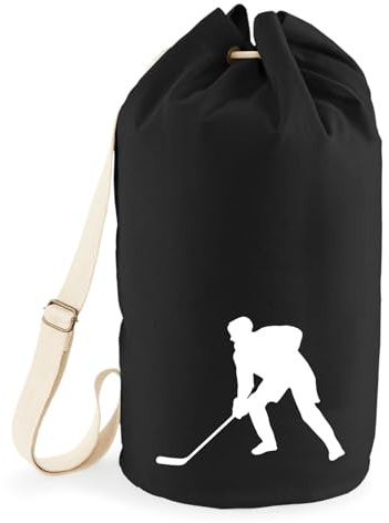 Huuraa Seesack Eishockey Silhouette 20 Liter Black Baumwolle Rucksack Geschenkidee