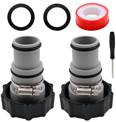 2 Stück Pool Schlauch Adapter Set, Schlauchadapter 38mm und 32mm Poolschlauch Adapter Set für IntexPool, Pool Zubehör Schlauchtülle mit Dichtring für Schlauch Anschluss Poolpumpe SchlauchAdapter