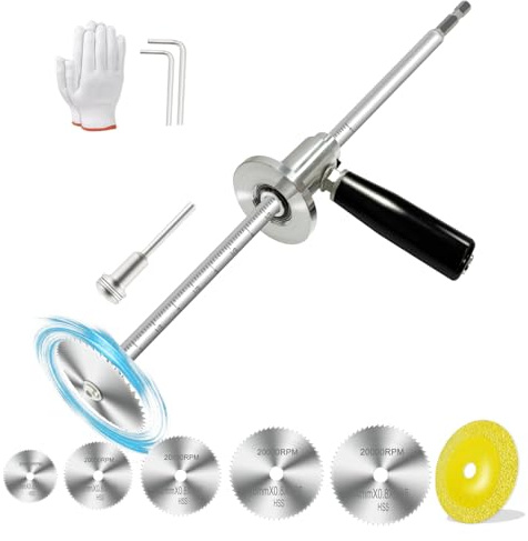 Inside Pipe Cutter for PVC Pipe, Cutter Tool with Fixed Handle Set, 7 Inch Adjustable Cutting Depth, 5pcs Saw Tooth Blades with 0.315 Hex Key Shaft, Plumbing Internal Plastic Pipe Cutter Set