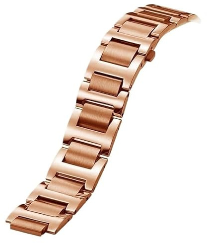 yeziu Edelstahl-Uhrenarmband Für Cartier Ballon Bleu Uhrenkette Mit Konkaven Und Konvexen Schnittstellen(Rose gold,14-8mm)