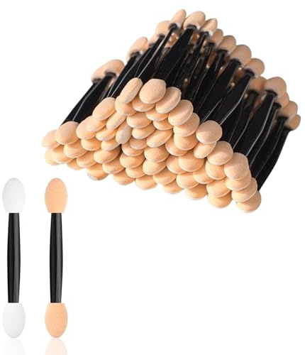 Funalix 50 Piezas Aplicador de Sombra de Ojos, Cepillo de Sombra de Ojo de Esponja de Doble Cara, Ideales para Maquillaje Profesional, Viajes, Estudiantes de Cosmética y Pruebas de Maquillaje