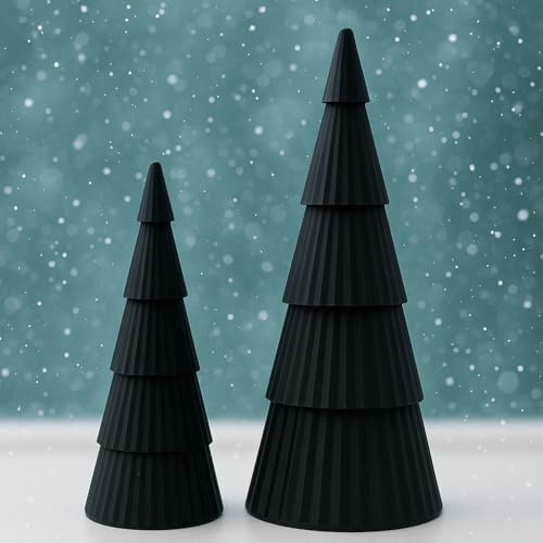 2X Deko-Weihnachtsbaum aus hochwertigem biokompatiblem Kunststoff - 18cm & 13cm - Aufsteller im Winter & zur Weihnachtsdekoration - Baum in modernen Farben - Figuren für Weihnachten