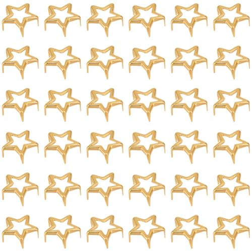 CABODYALS 200 unidad de Remache Dorado con Forma de Estrella de Cinco Puntas. Adornos de Hierro para Manualidades. Cabezas Pequeñas de Remache Estilo Punk. Ideales para Ropa, Cinturones, Bolsos, Zapat