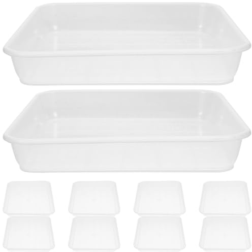 Veemoon 10 Platillos Transparentes para Macetas Cuadrados Bandejas de Goteo para Plantas de Interior Base para Macetas de Plástico Resistente 10 Unidades para Jardín y Hogar