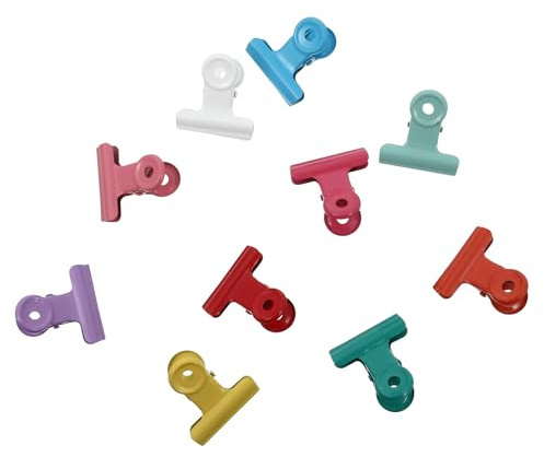SUPVOX Lot de 10 Clips Métalliques Colorés pour Fermeture Alimentaire, Clips D'étanchéité pour Paquet à Goûter, Pinces Multi-usages Trous pour Bureau Cuisine, Couleur Couleur Aléatoire