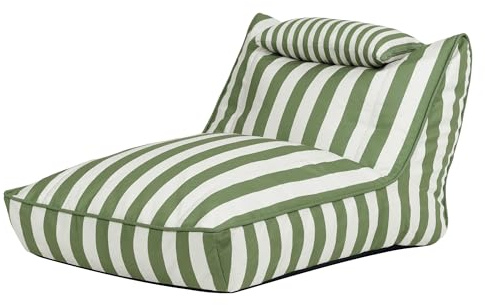 Icon Nova Fauteuil Pouf, Pouf Poire avec Remplissage, Chaise Confortable, Fauteuil Salon Confortable, Chaise de Jardin, Salon de Jardin Exterieur, Rayure Kyoto Vert