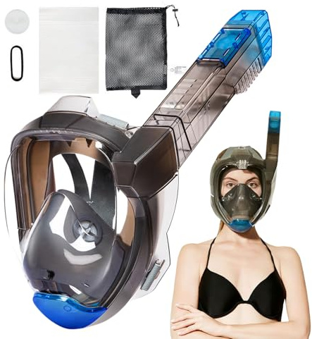 Maschera integrale da snorkeling, anti-appannamento, con vista panoramica, per adulti e adulti, per immersioni, nuoto, piscina, viaggi, sott'acqua