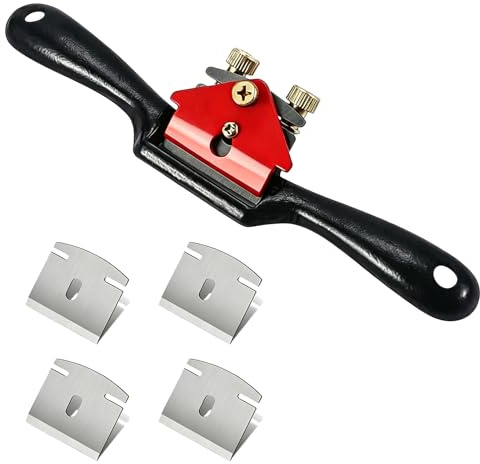 GIONAR Cepilladora de madera de 10 pulgadas, cepilladora manual para madera, avión pequeño para carpintería, herramienta de radio con 4 cuchillas de repuesto, para entusiastas de la carpintería y el