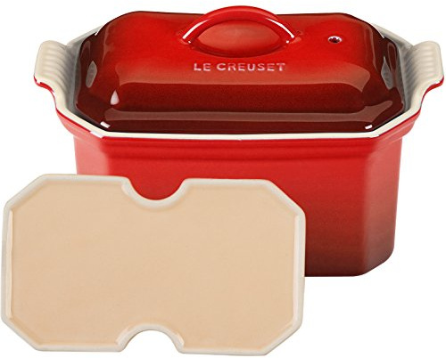 Le Creuset Set terrina con pressa Tradition in gres vetrificato, 18 X 11 cm, 1.1 L, Ciliegia, 91008408064000