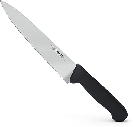 Giesser depuis 1776 - fabriqué en Allemagne - Couteau à découper noir, Basic Black, lame 20 cm, antidérapant, couteau de chef étroit, lavable au lave-vaisselle, inoxydable