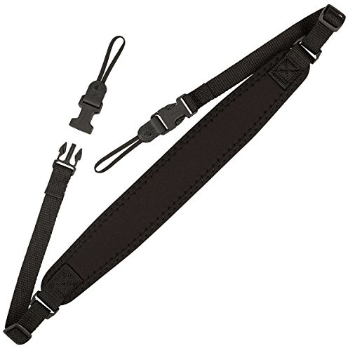 OP/TECH USA Super Classic Camera Strap – Padded Neoprene Neck Strap with Comfort-Stretch & Quick Disconnects | DSLR/SLR/Mirrorless Compatible – Black