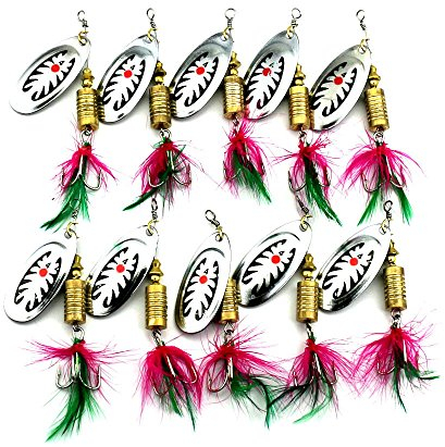 LENPABY Juego de 10 cucharas de pesca/kit de trucha giratoria/7,5 cm/10 g.