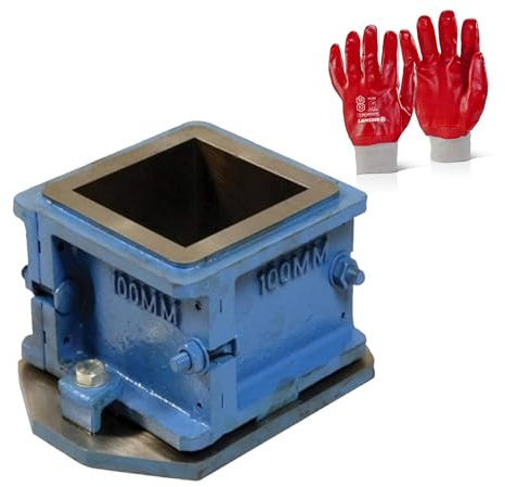 PDL – Pegdev - Concrete Test Cube Mould 100mm - Slump & Compressive Strength Test 4 Part with PVC Gloves