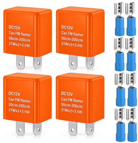 Gebildet 4Stücke Universal 12V 2Polig Blinkrelais, Auto Motorrad Elektronische LED Blinker Licht Relais, Relais mit Regler-Blinker Blinken, Geschwindigkeit Einstellbar (Orange)