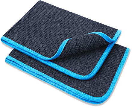 Aurum-Performance® Auto Waffeltücher 2er Set für Autoscheiben & Fenster | 60x40 cm Waffel Mikrofasertuch saugstark, fussel- & schlierenfrei - Universal Mikrofaser Glastuch für Scheiben & Spiegel
