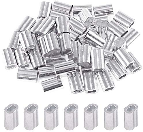 Glarks 200 Stück 1,5 mm Aluminium-Crimpschlaufen-Hülsen für Drahtseil und Kabelleitungsende (1/16 Zoll - 200 Stück)