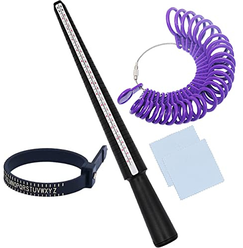 Ring Sizer Gauge Set Mandrel UK Size A-Z Measurement Scales Kit for Measuring Finger Rings Diameters Sizing Wedding Men Women Wire Jewellery Rings Making Tools Plastic