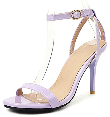 CHICMARK Sandali estivi sexy da donna, con cinturino alla caviglia, con tacchi a spillo, Lilla, 34 EU