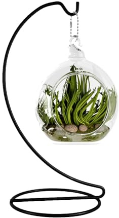 Fosinz 22,9 cm Ornament Display Ständer, Eisen Hängeständer Rack Halter zum Aufhängen von Glaskugeln, Luftpflanzen, Terrarium für Weihnachten, Hochzeit, Zuhause, Büro, Garten Dekorationen (schwarz)